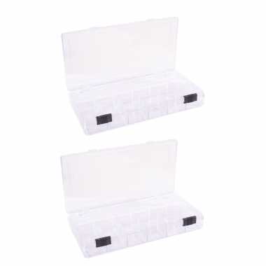 2x opberg/sorteer boxen/dozen met 13 vakken 20 cm