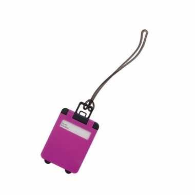 Kofferlabel fuchsia roze 9,5 cm