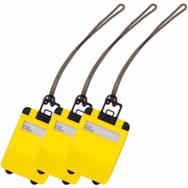 Pakket van 5x stuks kofferlabels geel 9,5 cm