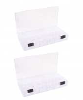 2x opberg sorteer boxen dozen met 13 vakken 20 cm