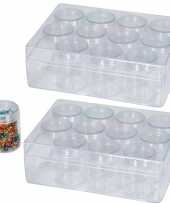 3x opberg sorteer box dozen 16 cm met 12 losse potjes