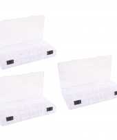 3x opberg sorteer boxen dozen met 13 vakken 20 cm