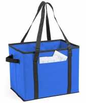 3x stuks auto kofferbak kasten organizer tassen blauw vouwbaar 34 x 28 x 25 cm