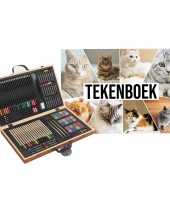 Complete teken schilder doos 88 delig met een a4 katten schetsboek