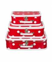 Koffertje rood polka dot 35 cm